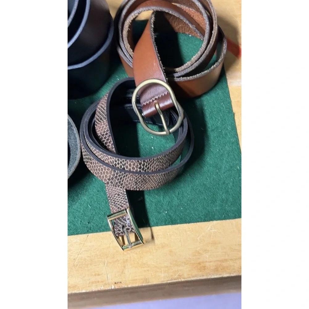 Lot of 4 Leather Belts Banana Republic & Unbranded Men's Black Brown‎